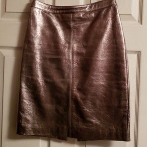 Hugo Buscati Shimmer Bronze Leather Skirt Size 2